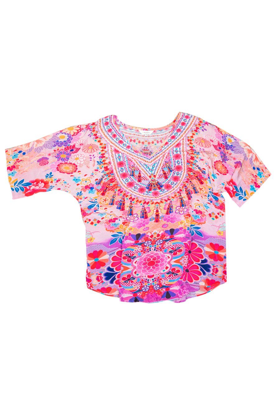 CHERRY BLOSSOM - KAFTAN TOP (Shorter Style) - TheSwankStore