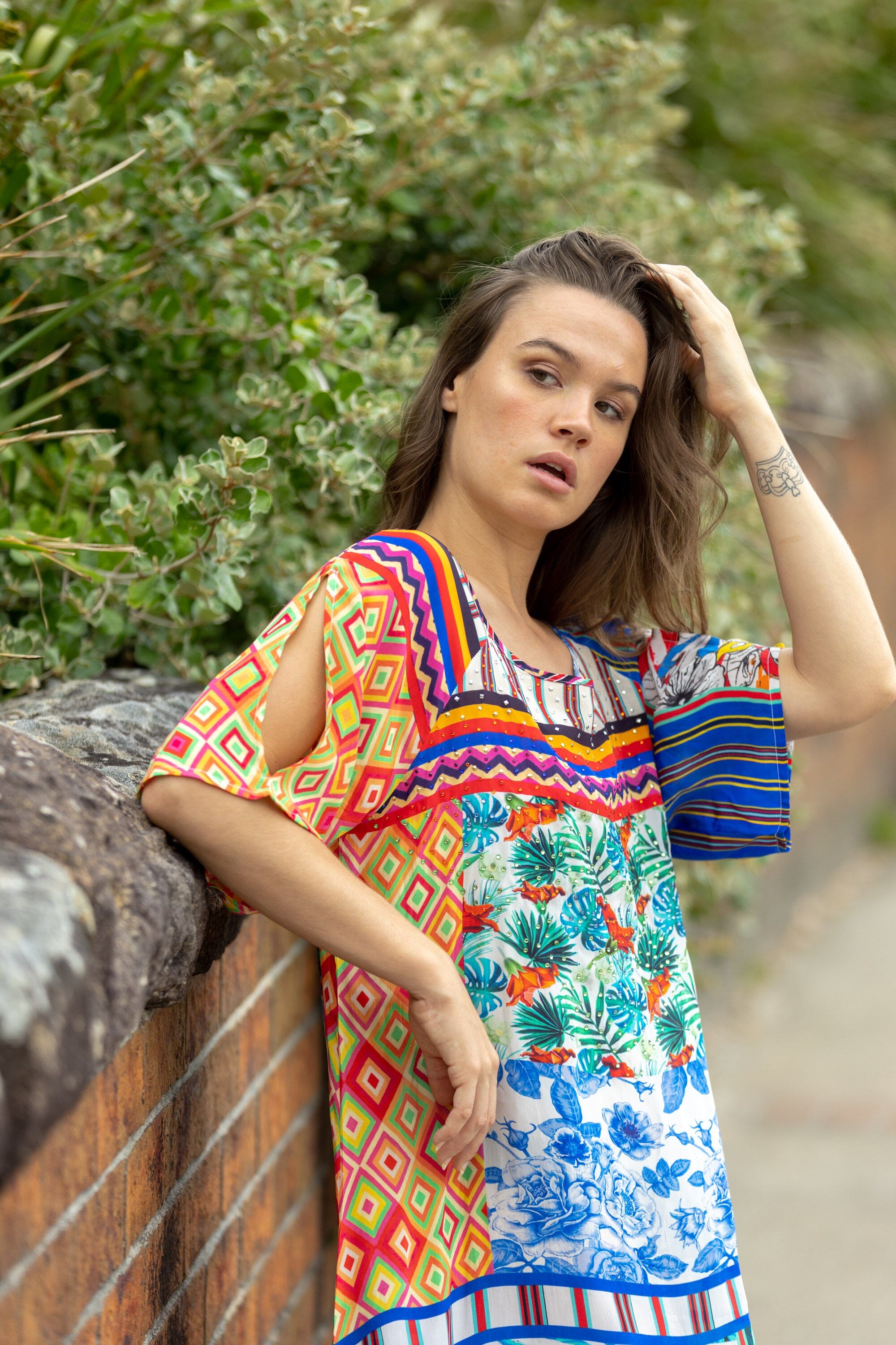 BEDOUIN PALMS - SLIT SLEEVE DRESS - TheSwankStore