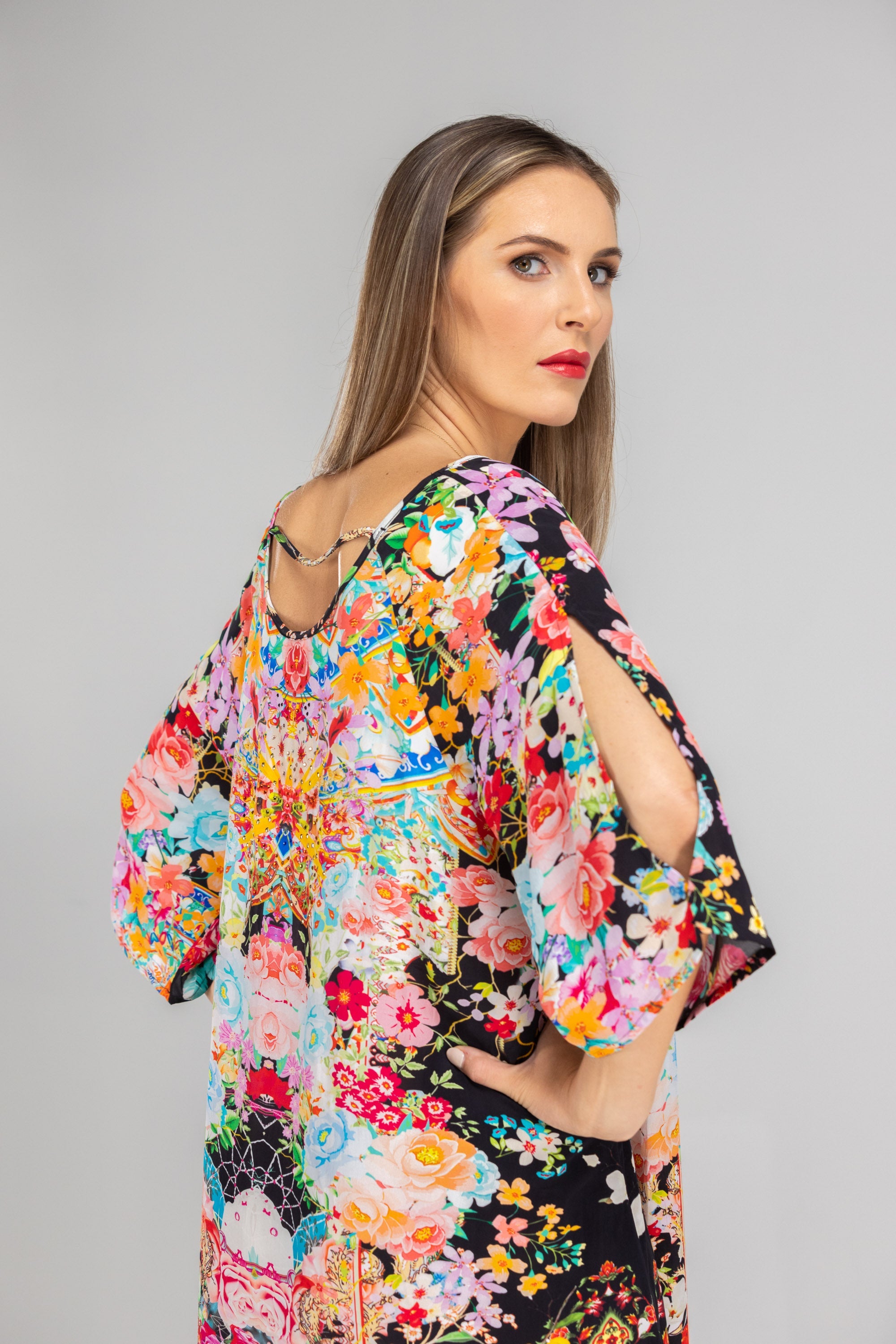 FLORINA NOIR - SLIT SLEEVE DRESS - TheSwankStore