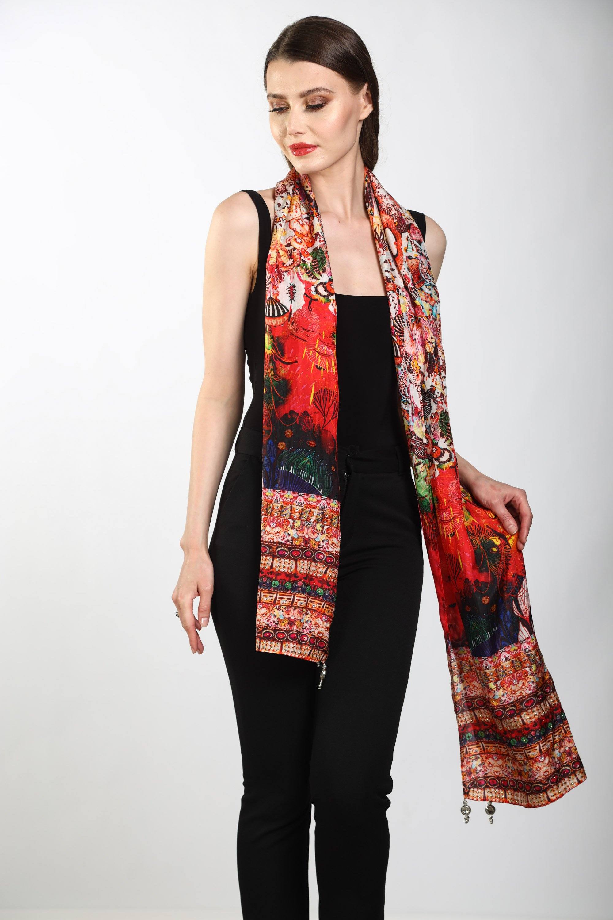 CORRALLE - SILK SCARF - TheSwankStore