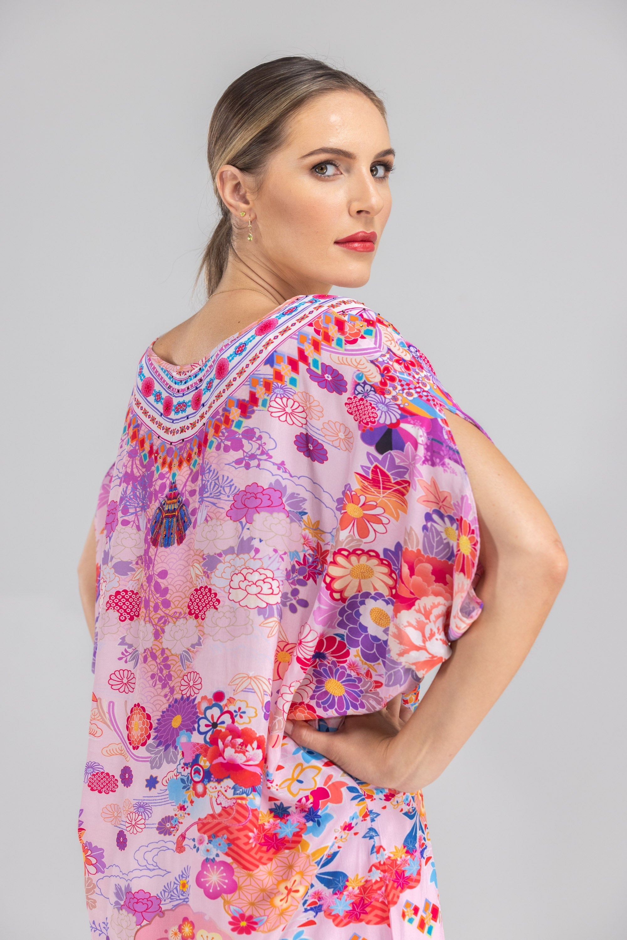 CHERRY BLOSSOM - Kaftan Tunic (Longer Style) - TheSwankStore