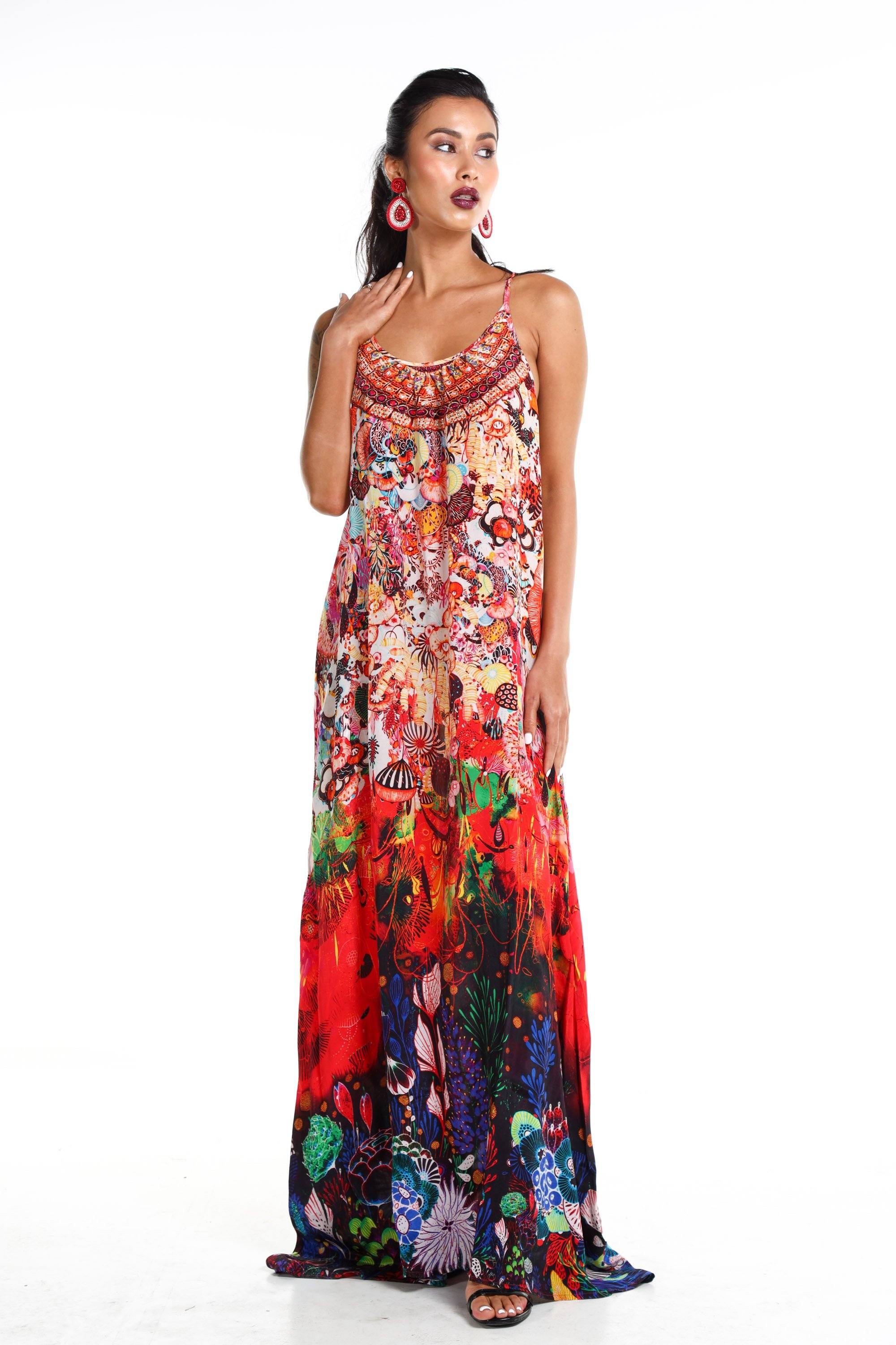 CORRALLE - MAXI DRESS WITH ADJUSTABLE STRAPS - TheSwankStore