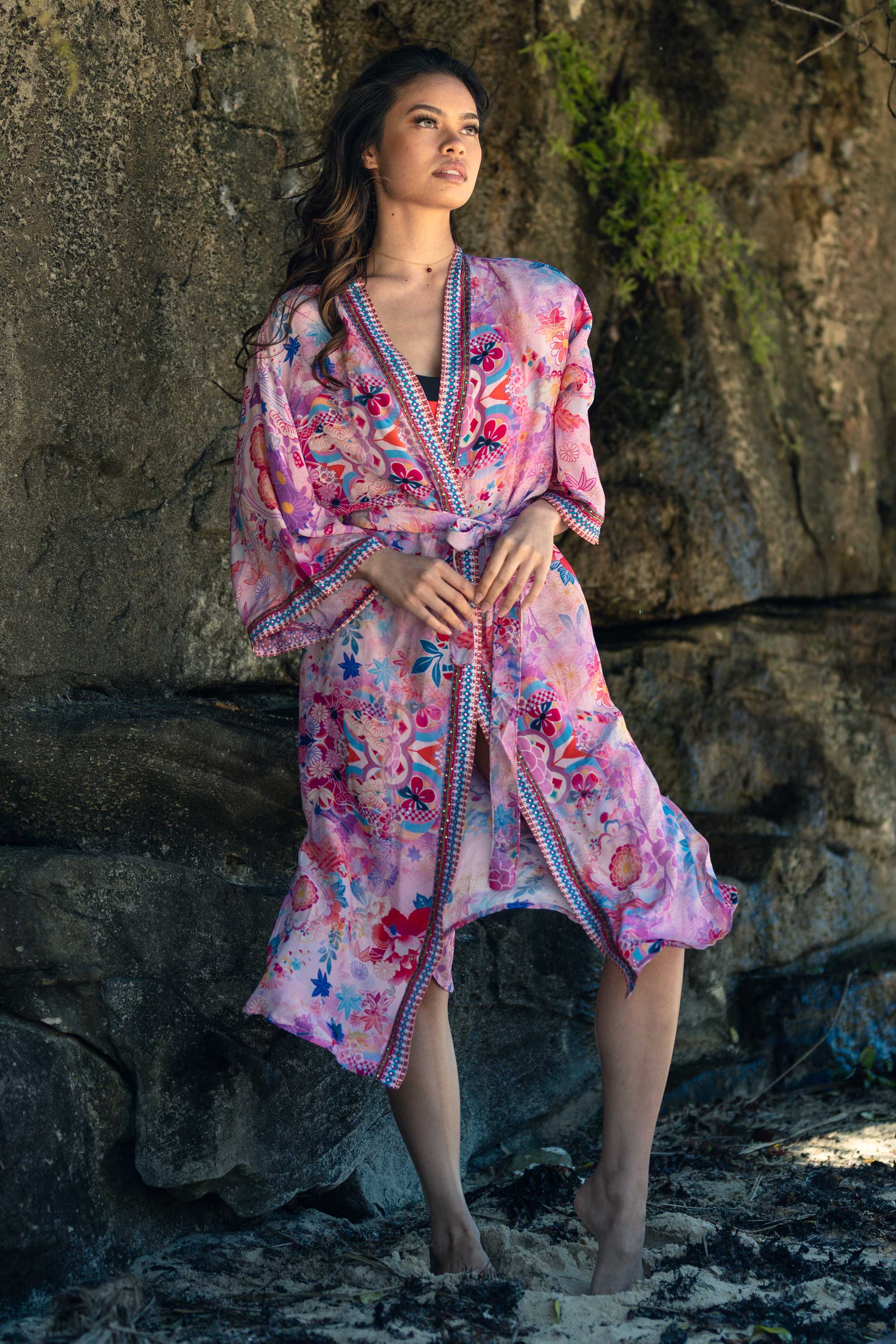 CHERRY BLOSSOM - KIMONO SHRUG LONG - TheSwankStore