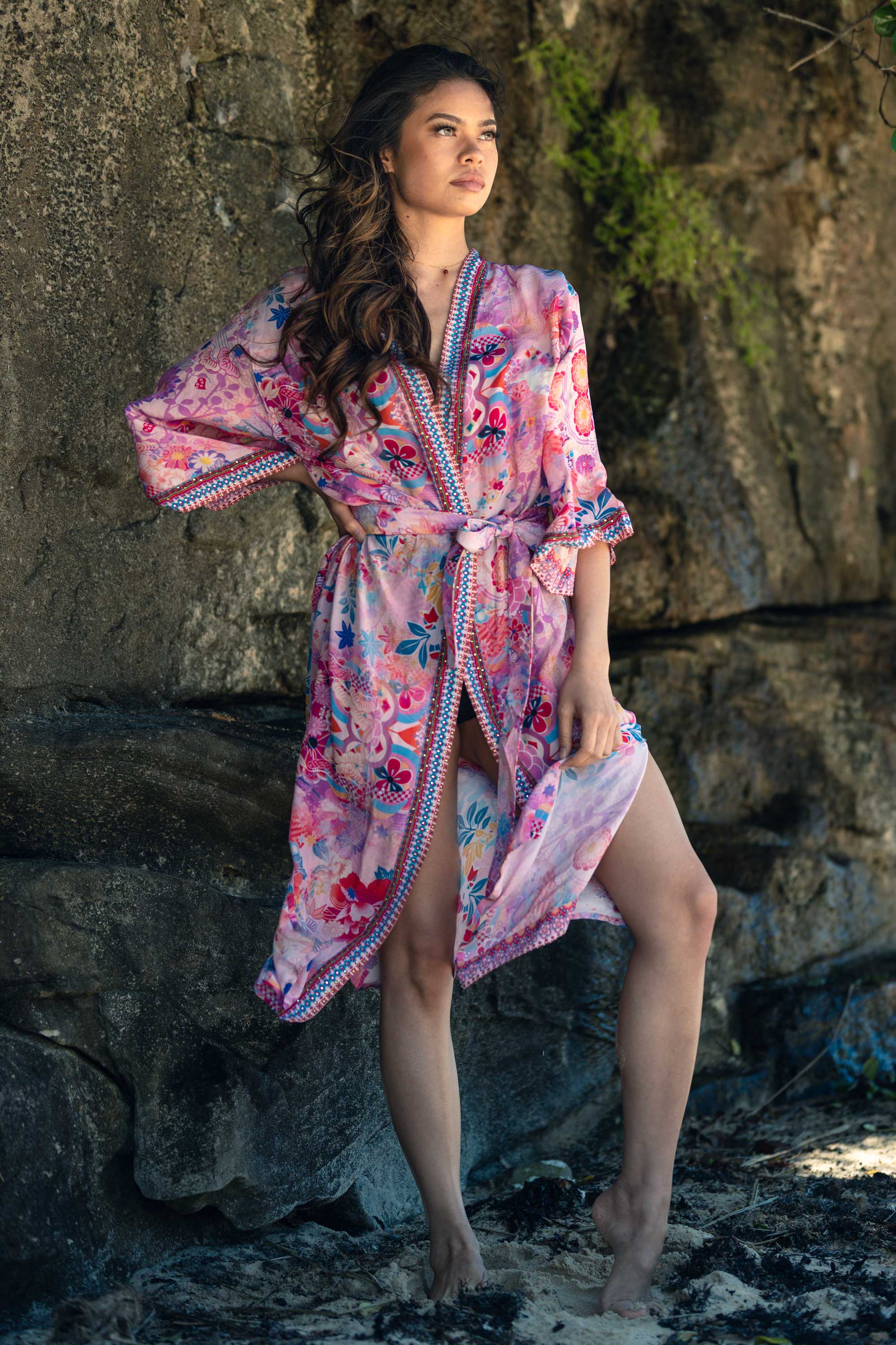 CHERRY BLOSSOM - KIMONO SHRUG LONG - TheSwankStore