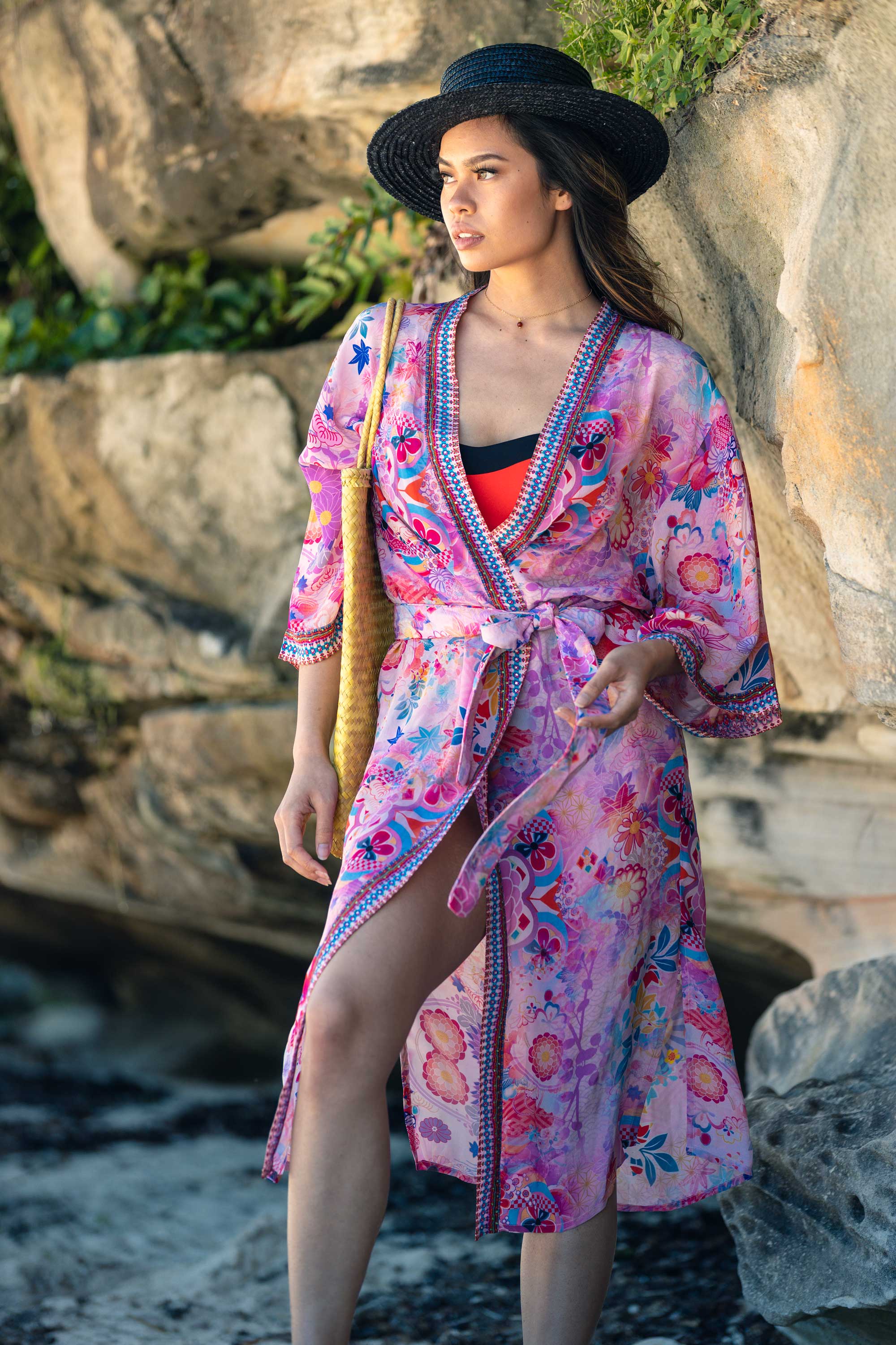 CHERRY BLOSSOM - KIMONO SHRUG LONG - TheSwankStore