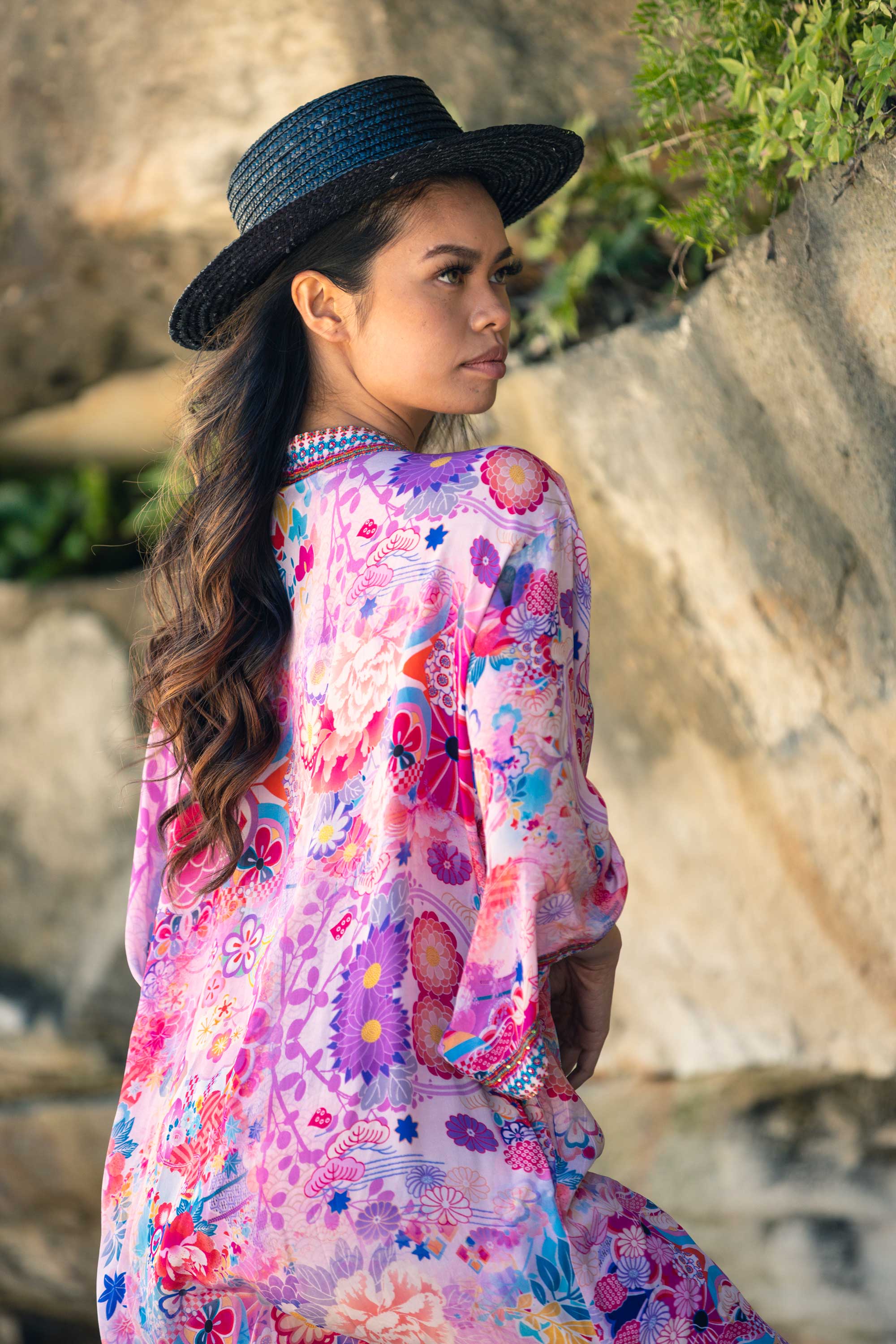 CHERRY BLOSSOM - KIMONO SHRUG LONG - TheSwankStore