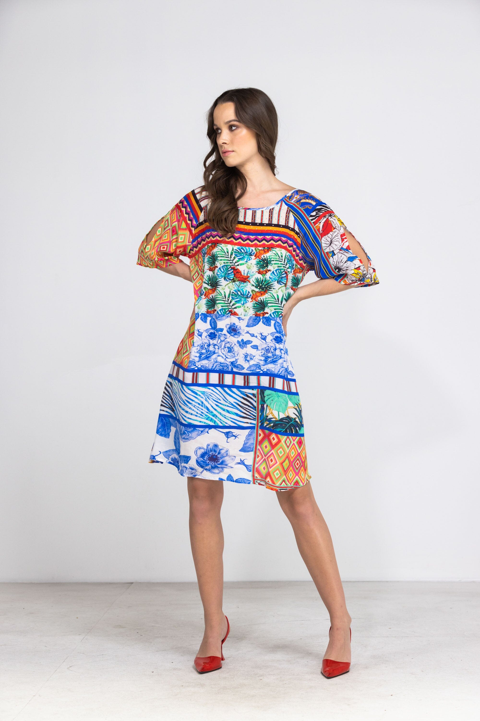 BEDOUIN PALMS - SLIT SLEEVE DRESS - TheSwankStore