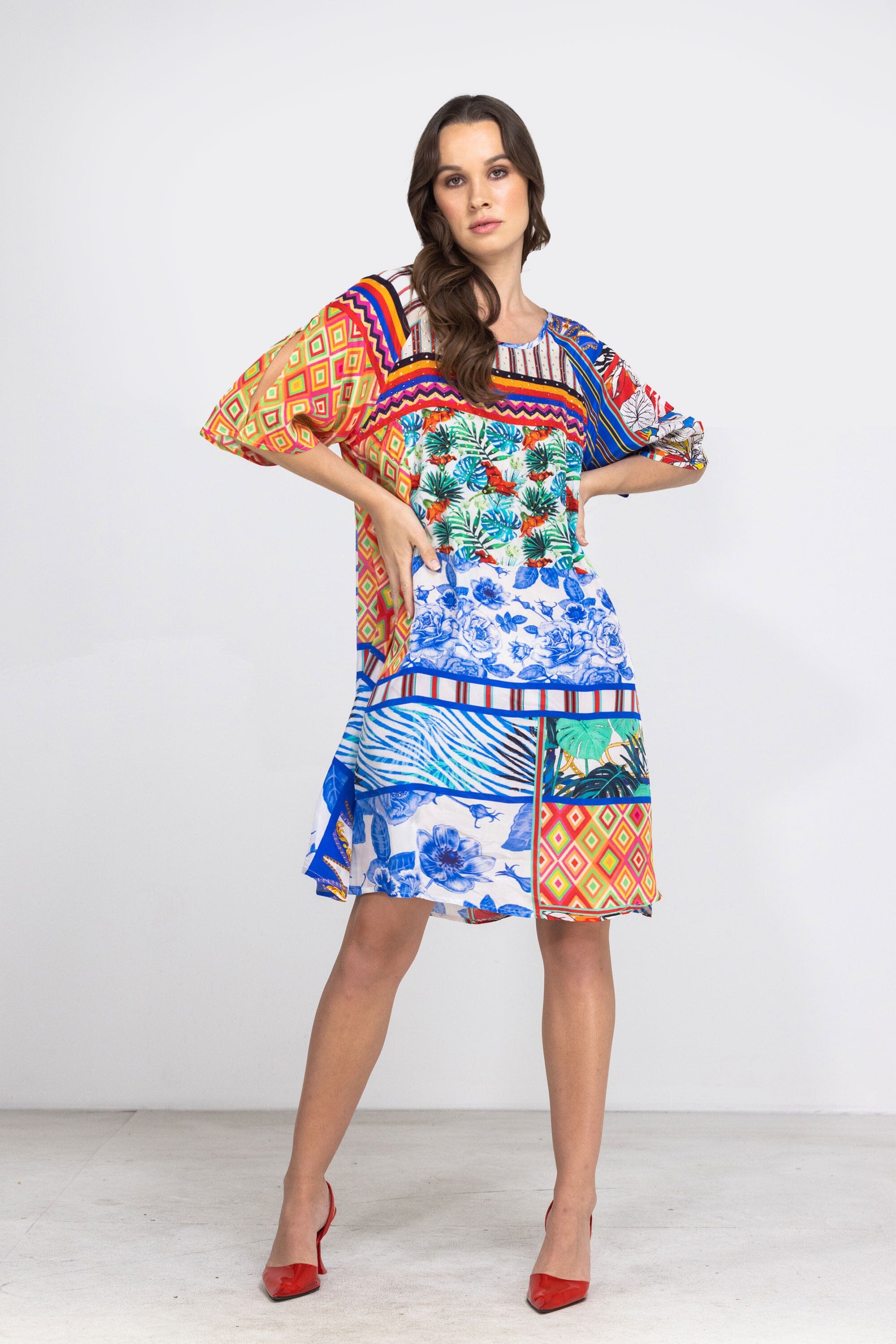 BEDOUIN PALMS - SLIT SLEEVE DRESS - TheSwankStore