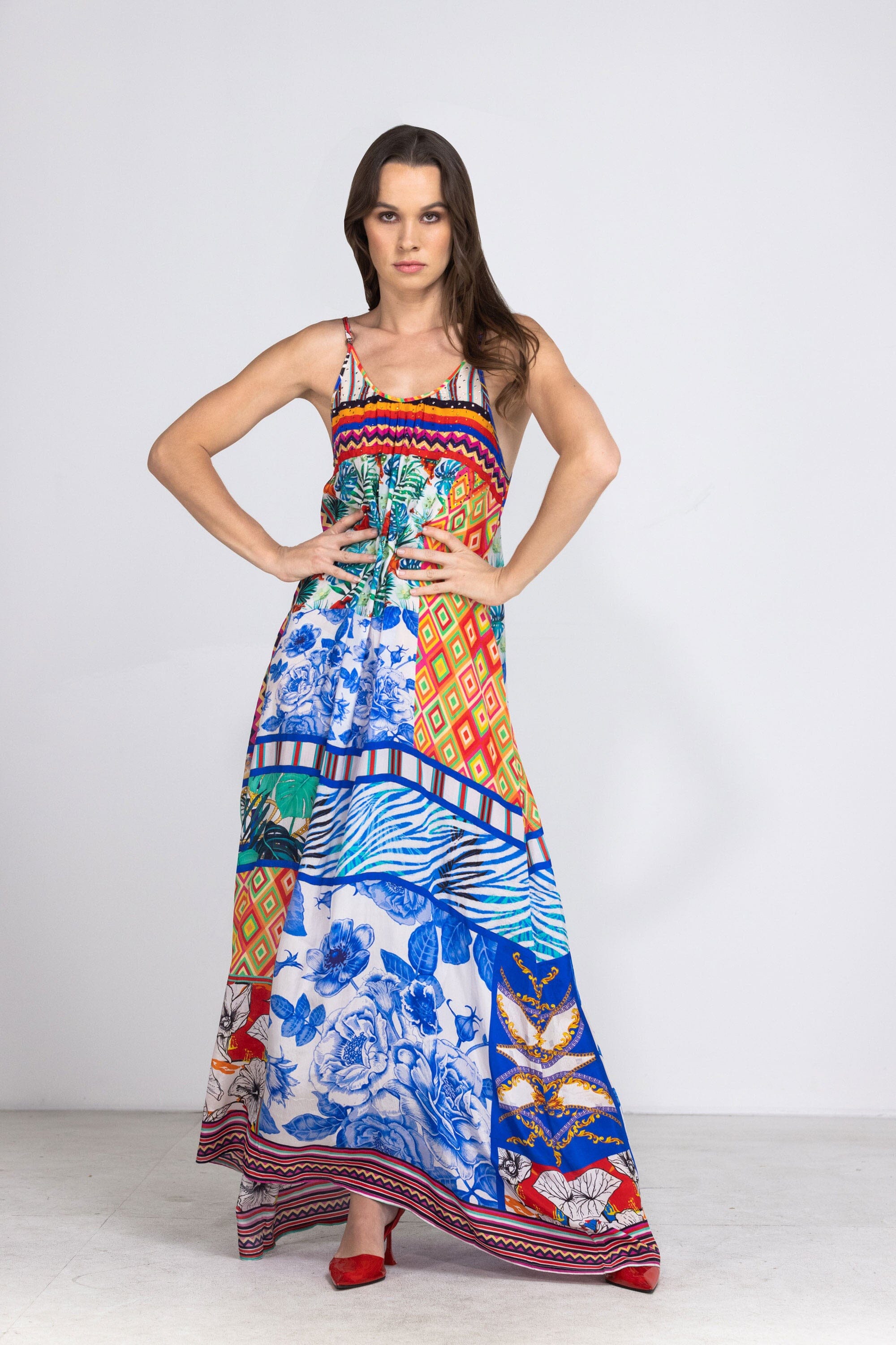 BEDOUIN PALMS - MAXI DRESS WITH ADJUSTABLE STRAPS - TheSwankStore
