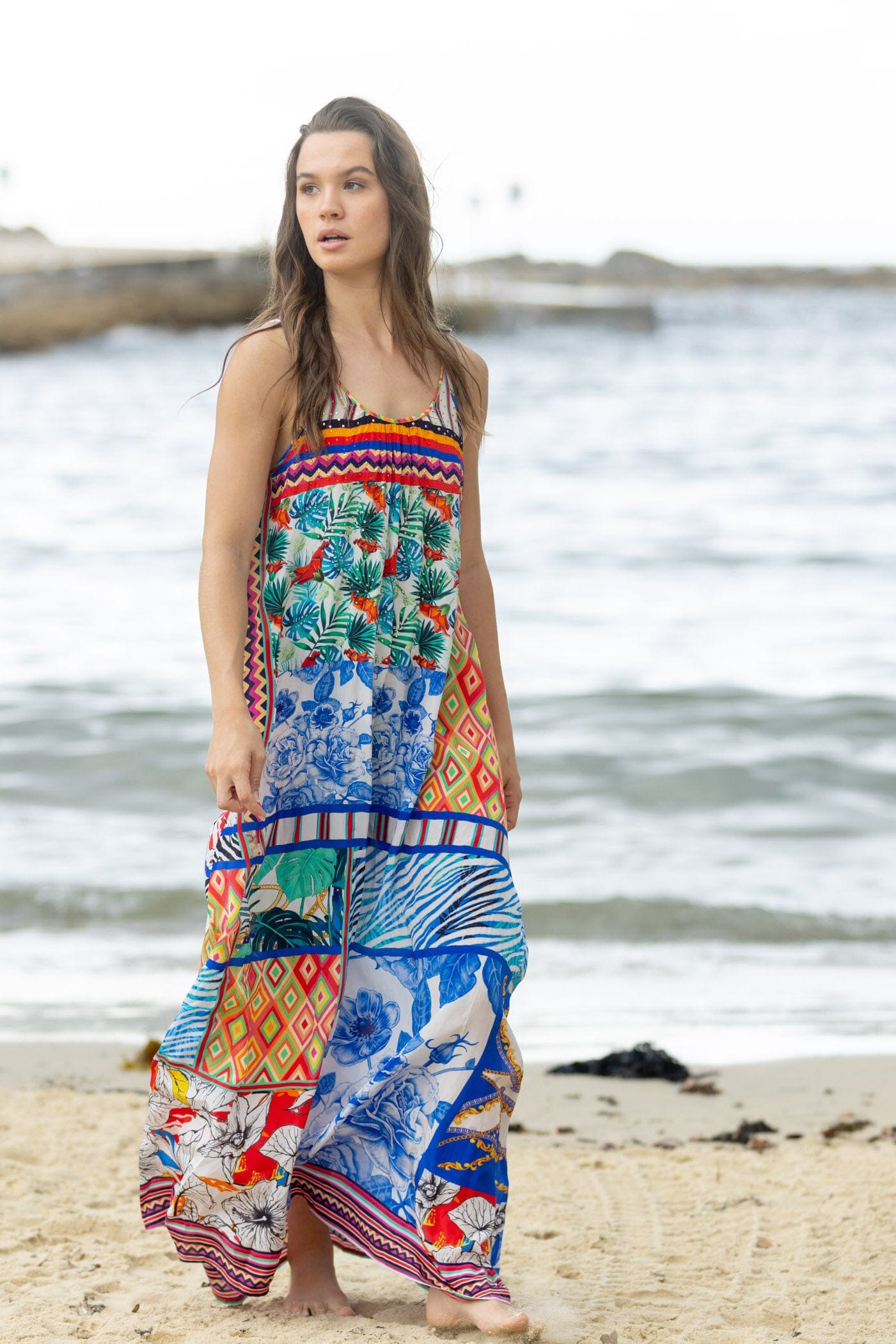 BEDOUIN PALMS - MAXI DRESS WITH ADJUSTABLE STRAPS - TheSwankStore