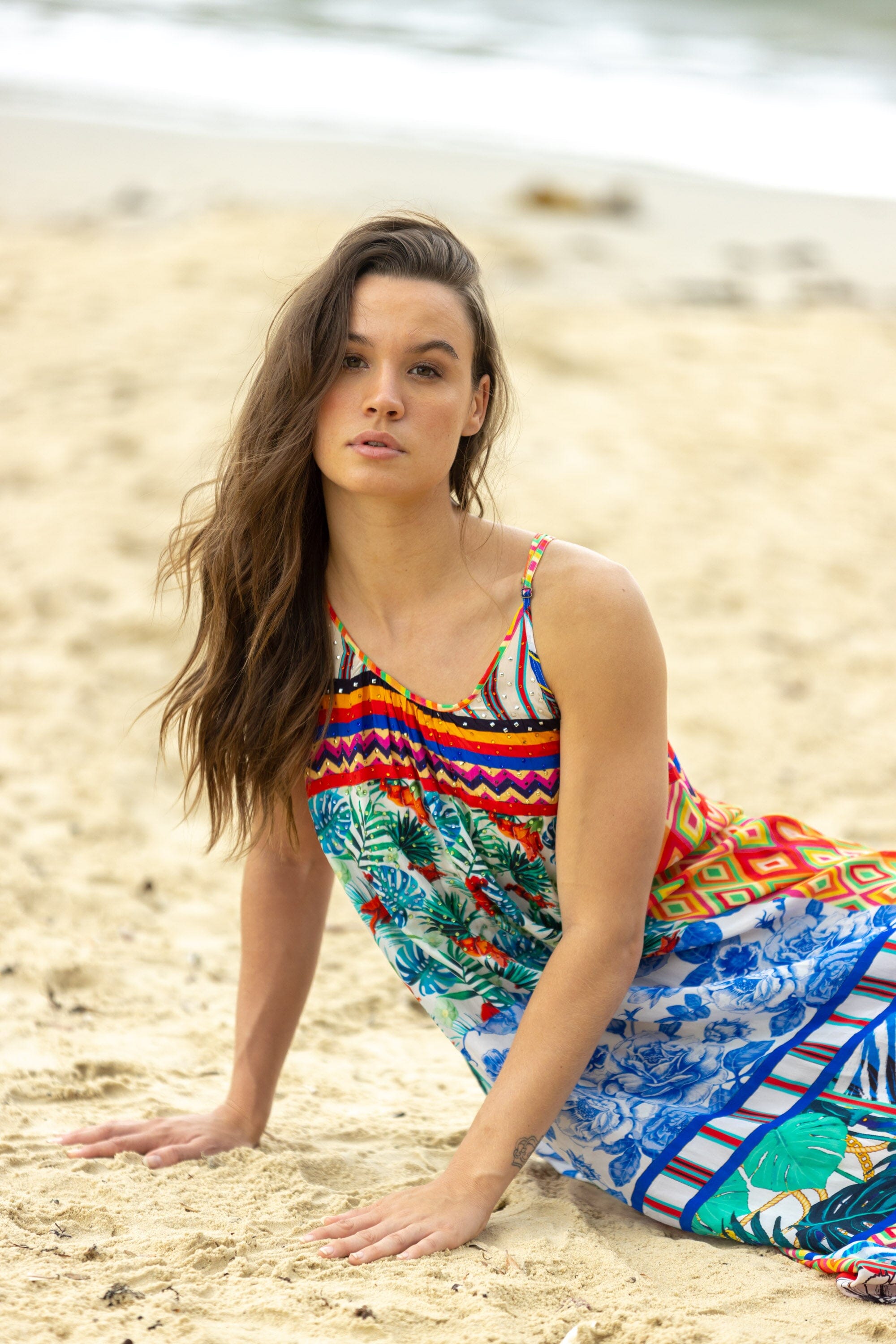 BEDOUIN PALMS - MAXI DRESS WITH ADJUSTABLE STRAPS - TheSwankStore