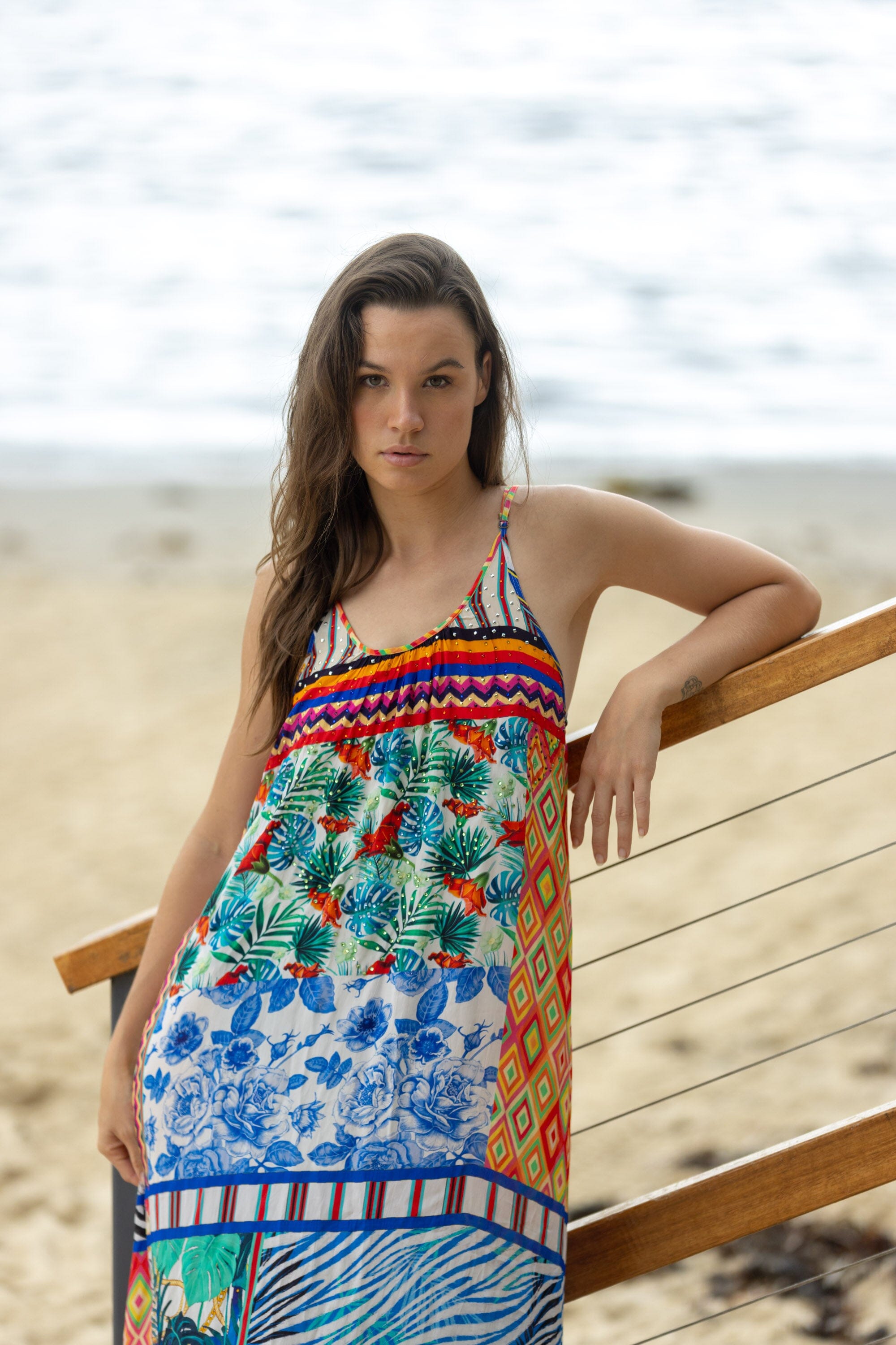 BEDOUIN PALMS - MAXI DRESS WITH ADJUSTABLE STRAPS - TheSwankStore