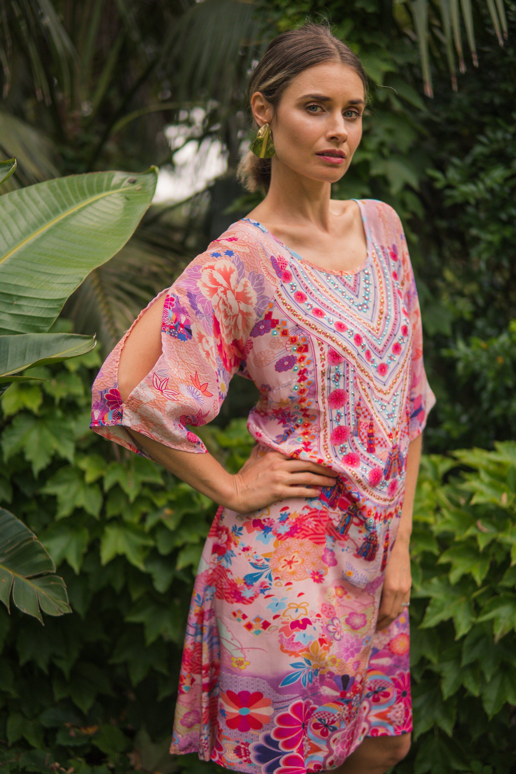 CHERRY BLOSSOM - SLIT SLEEVE DRESS - TheSwankStore