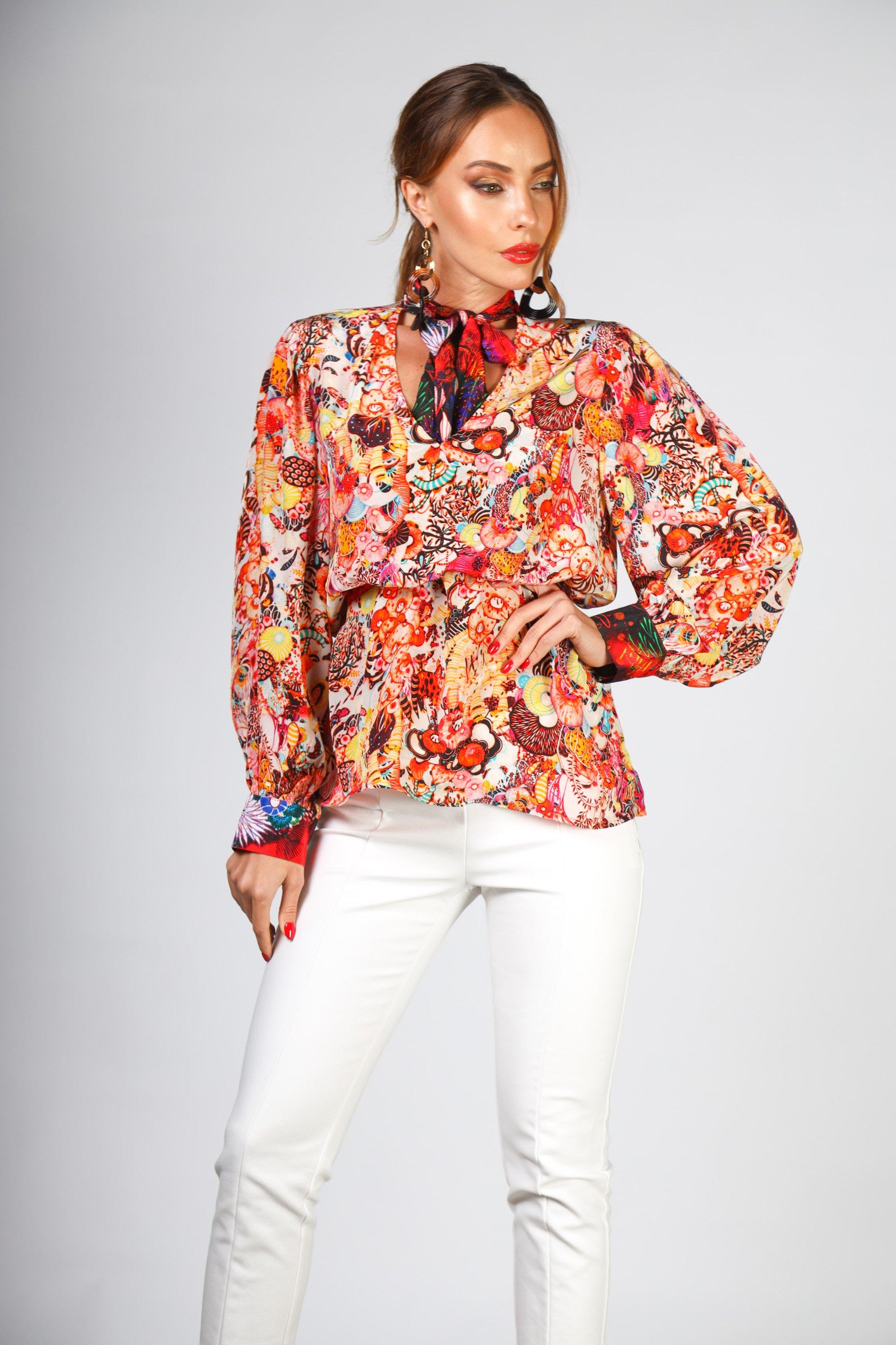 CORRALLE - BOHEME SHIRT WITH NECK TIE - TheSwankStore