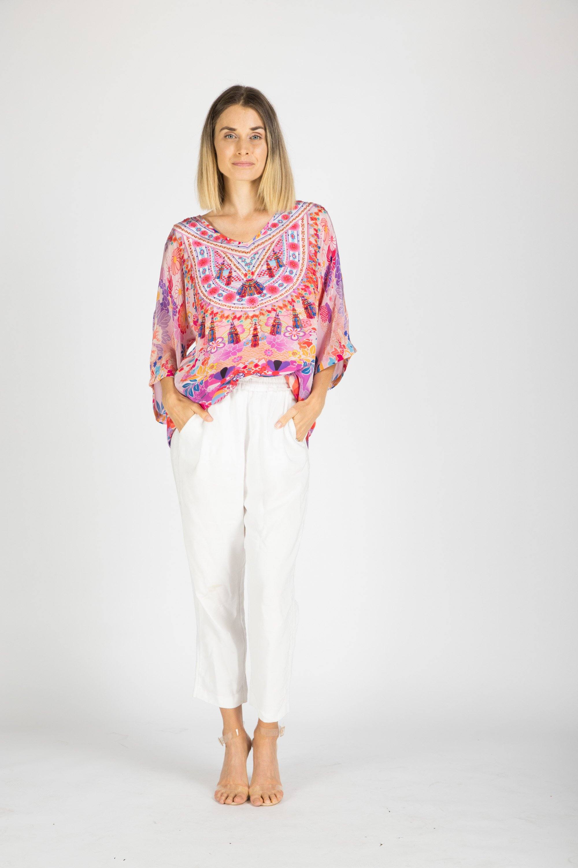 CHERRY BLOSSOM - KAFTAN TOP (Shorter Style) - TheSwankStore