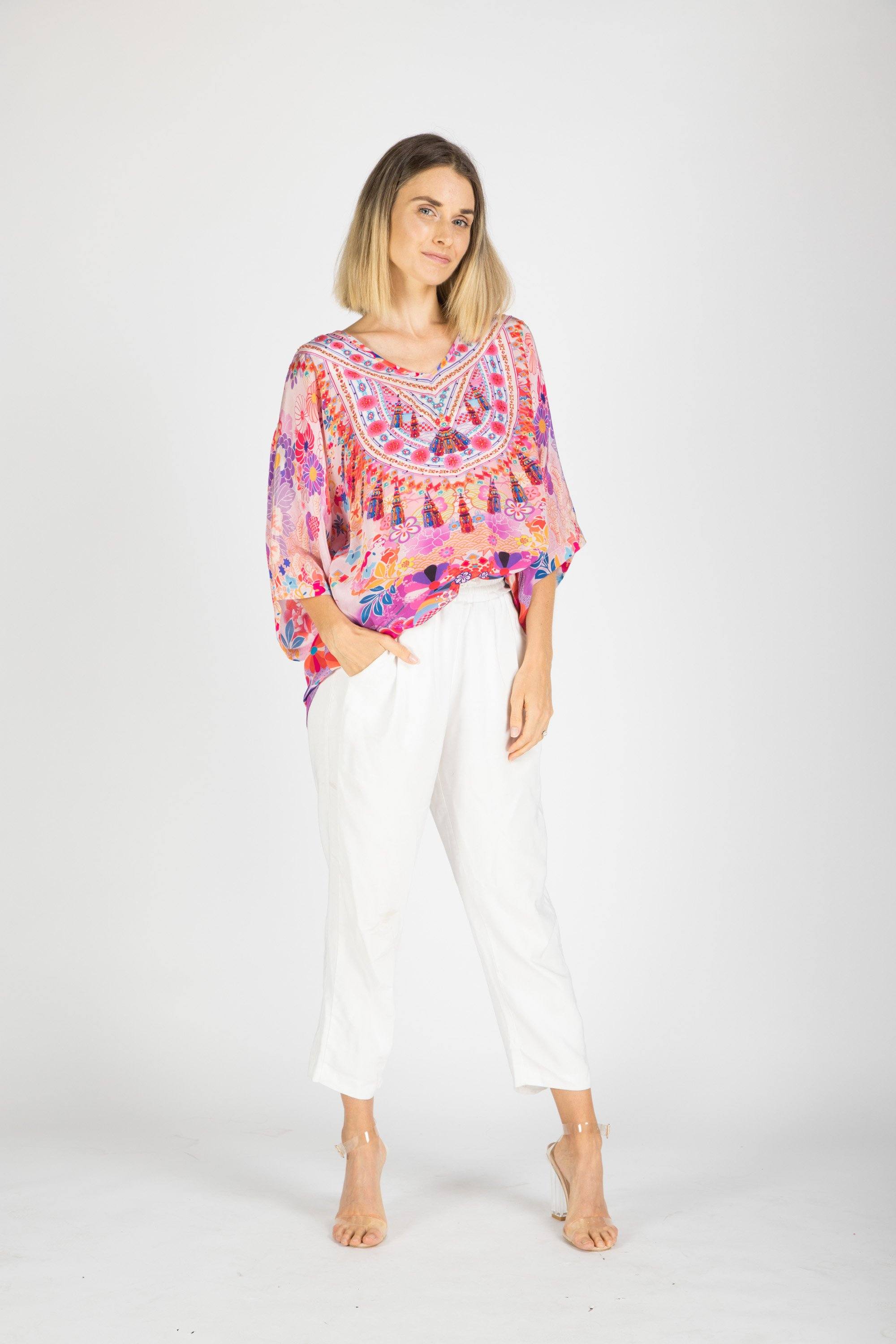 CHERRY BLOSSOM - KAFTAN TOP (Shorter Style) - TheSwankStore