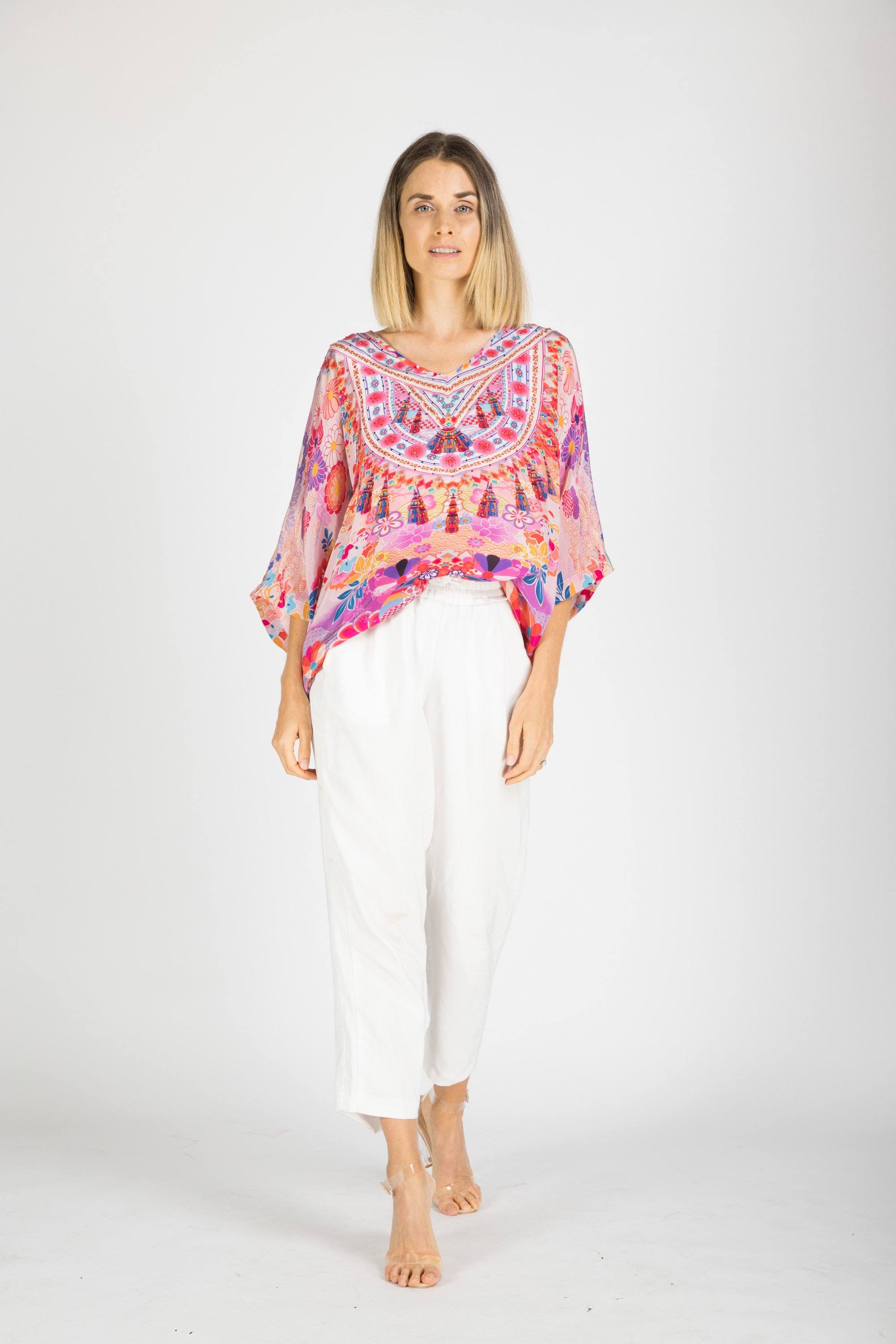 CHERRY BLOSSOM - KAFTAN TOP (Shorter Style) - TheSwankStore